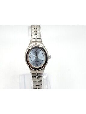 Carriage Watch Women New Battery Blue Dial Silver Tone 20mm